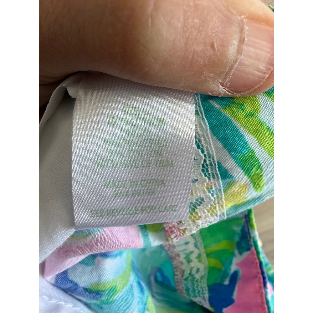Lilly Pulitzer little kinley pink Green Tropical Palm Lace Halter Dress Size 6 - Picture 6 of 6